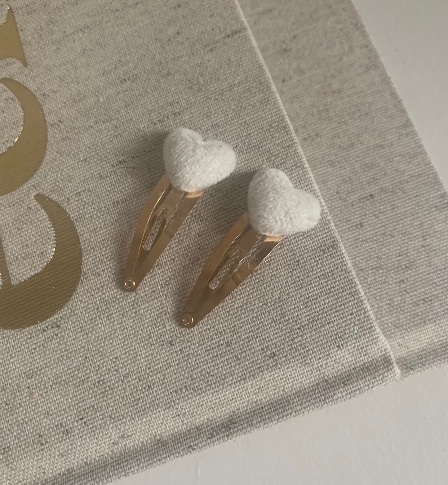 Setje knipjes | Off-white & gold | Hartjes