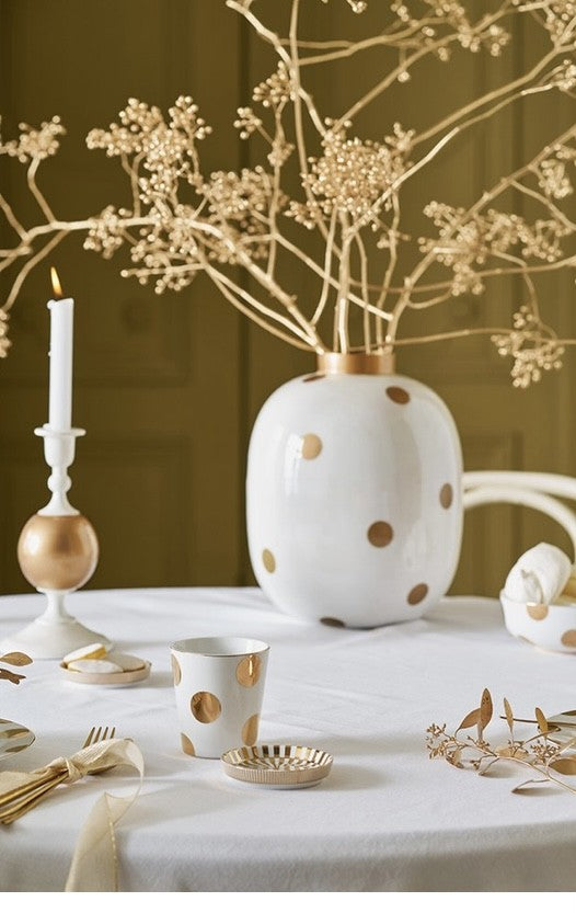 Candle holder | White & Gold | Hand Crafted