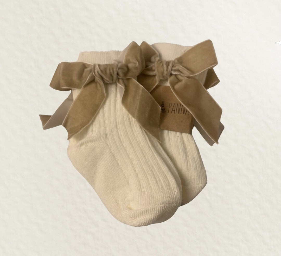 Sokjes velours strik | Creme & sand (kopie)